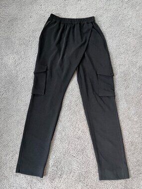 RUTI PULL ON FOLD OVER CARGO PANTS - CROSSOVER FRONT - BLACK - EUC - SIZE 2